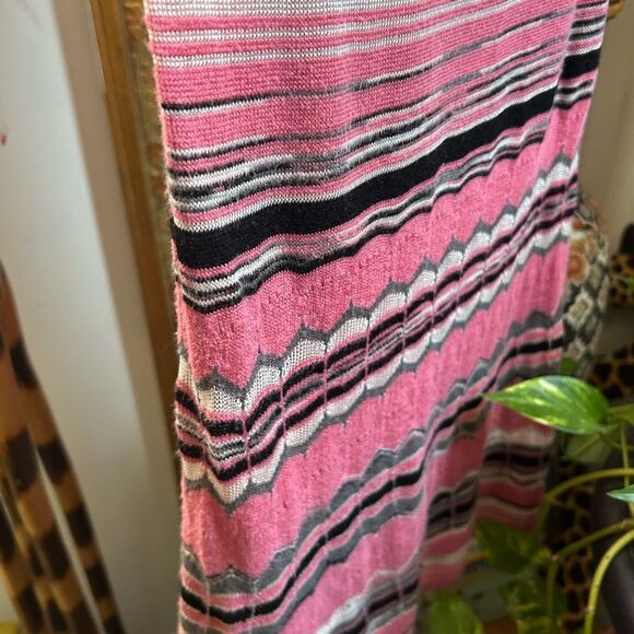 Guess Jeans Y2K Pink Striped Crochet Long Sleeve Dress L - Picture 14 of 16